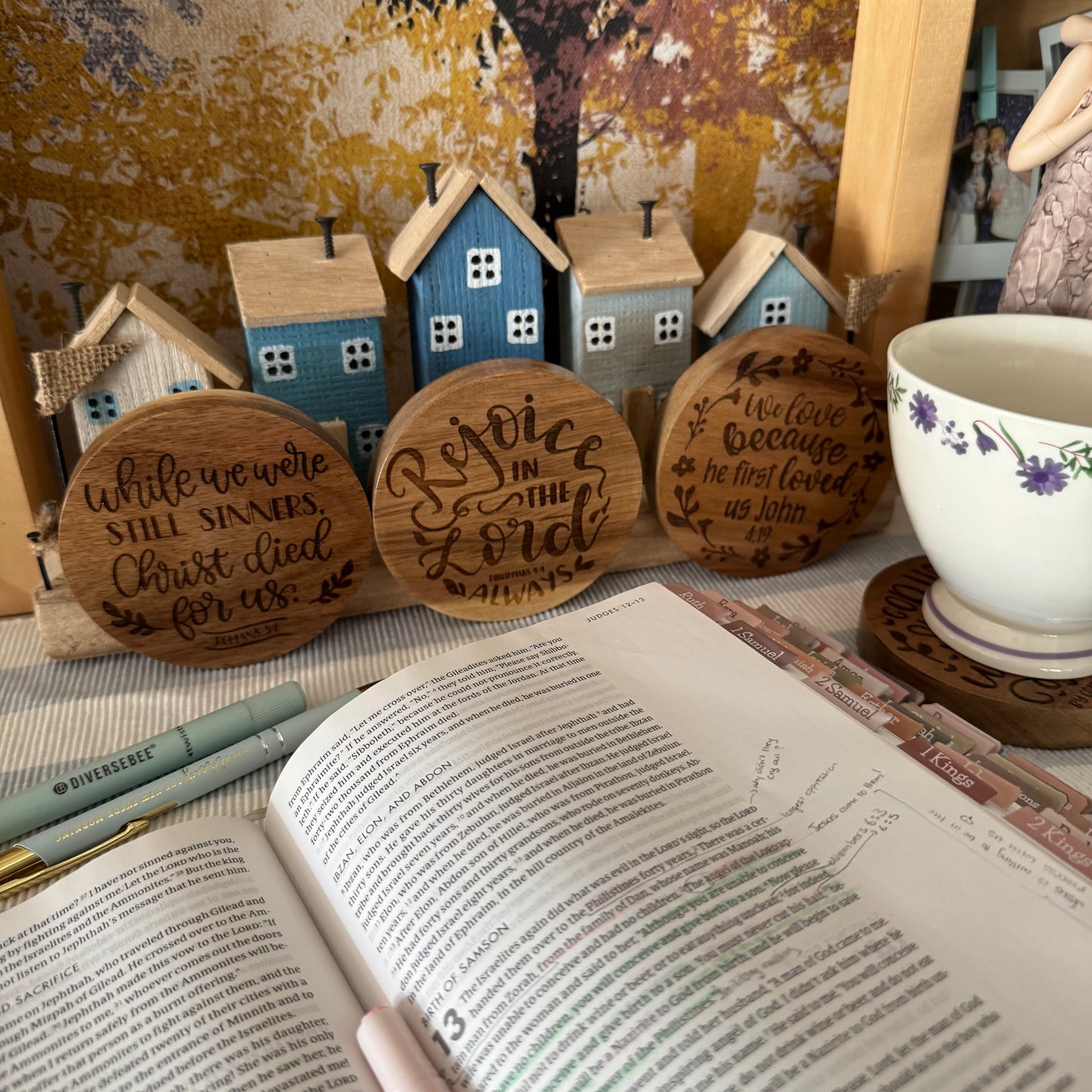 Engraved Acacia Coasters - 4 Pack