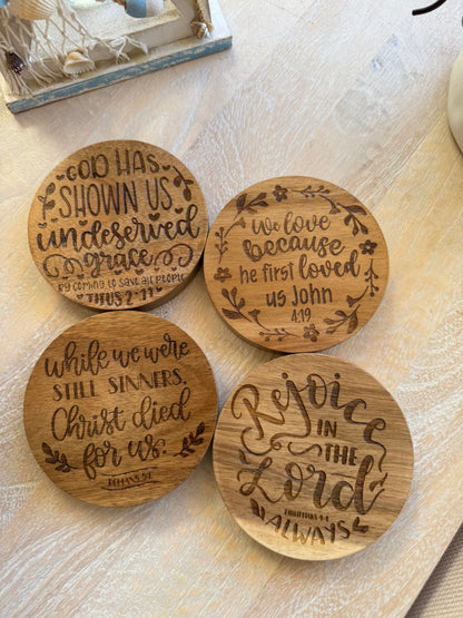 Engraved Acacia Coasters - 4 Pack