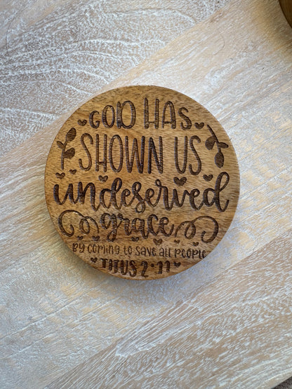 Engraved Acacia Coasters - 4 Pack