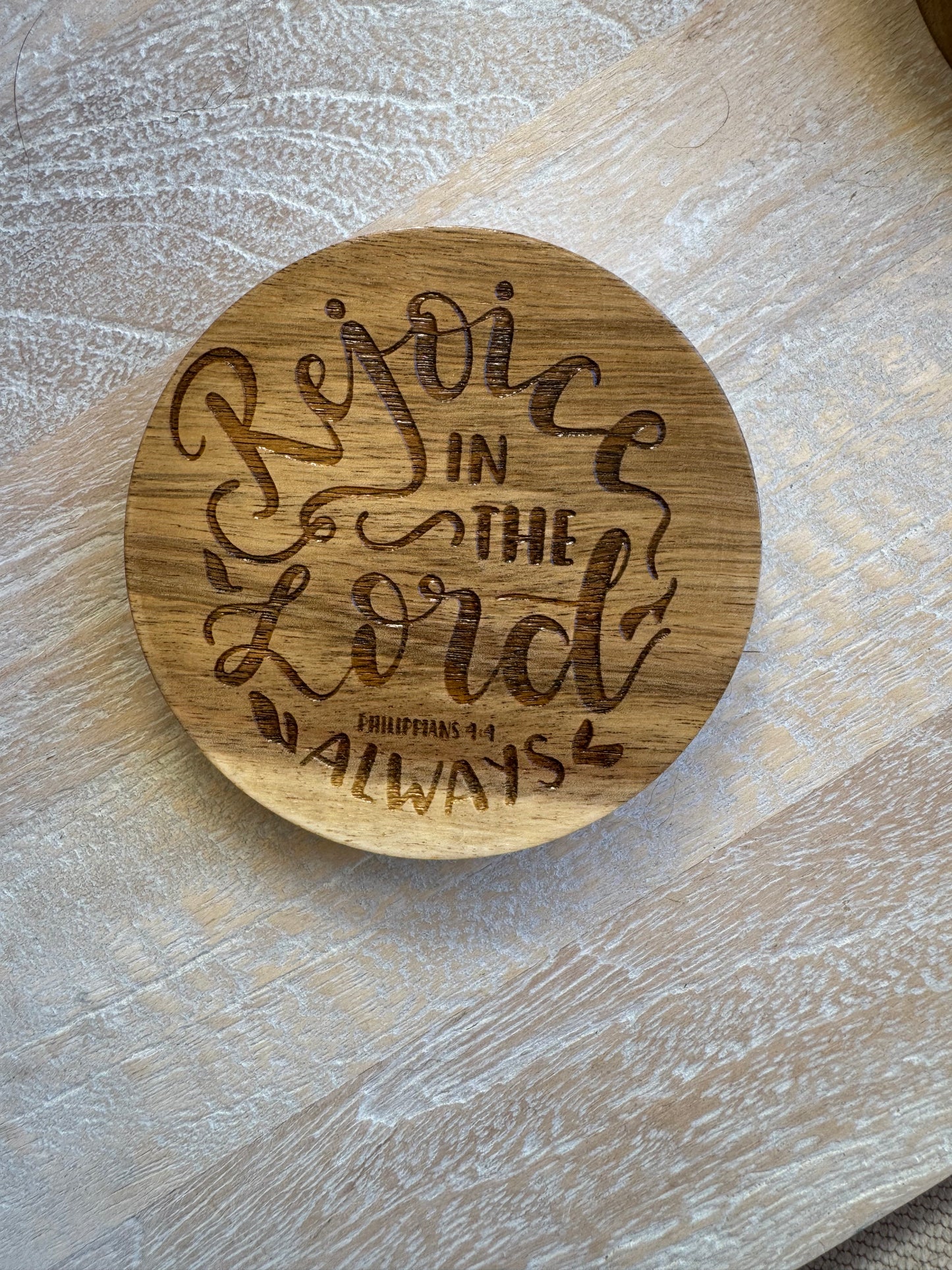 Engraved Acacia Coasters - 4 Pack