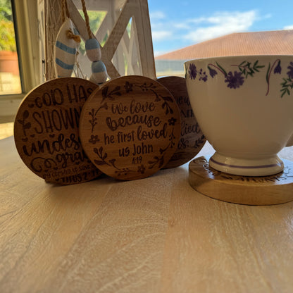 Engraved Acacia Coasters - 4 Pack